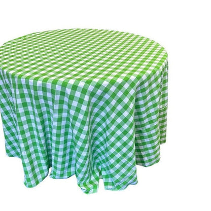 Checkered Plaid Round Tablecloth 108  inches - New Star Fabrics