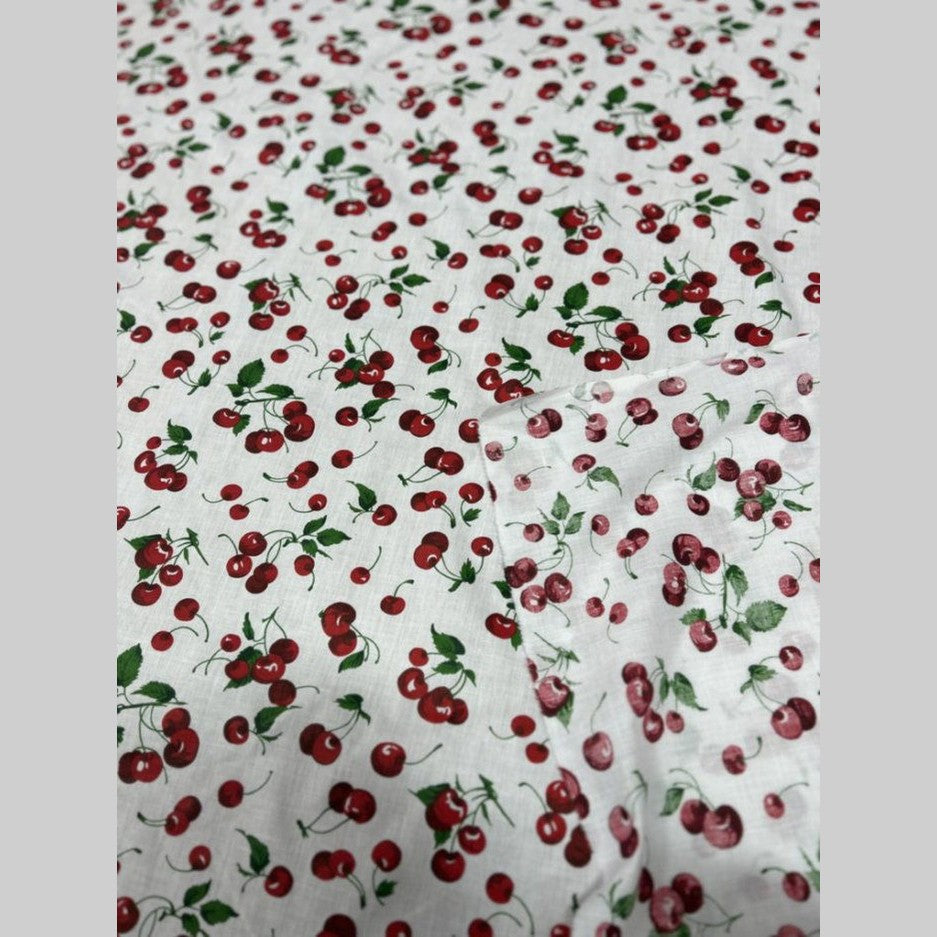 Cherry print Poly Cotton Fabric  by the yard 58 inches - New Star Fabrics