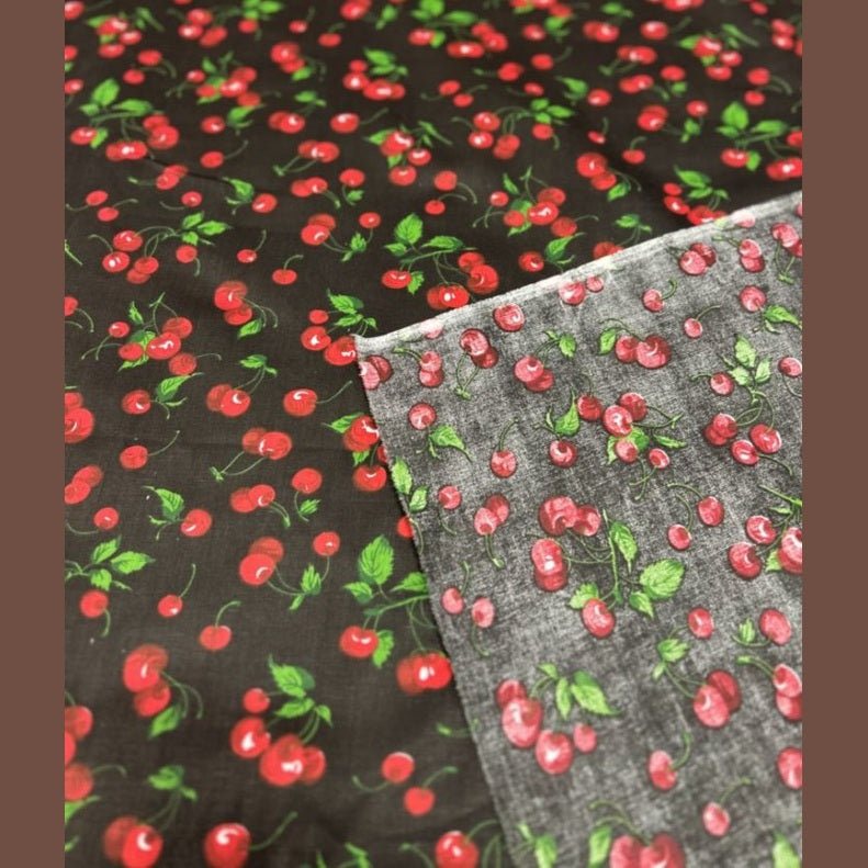 Cherry print Poly Cotton Fabric  by the yard 58 inches - New Star Fabrics