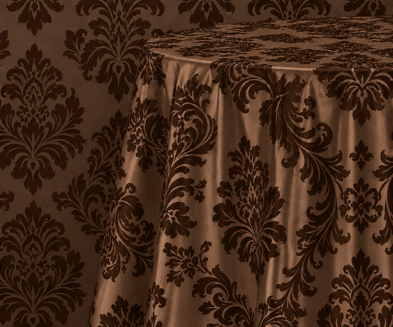 Damask Flocking Taffeta Round Tablecloth-72'', 90'', 108'' &120'' Round