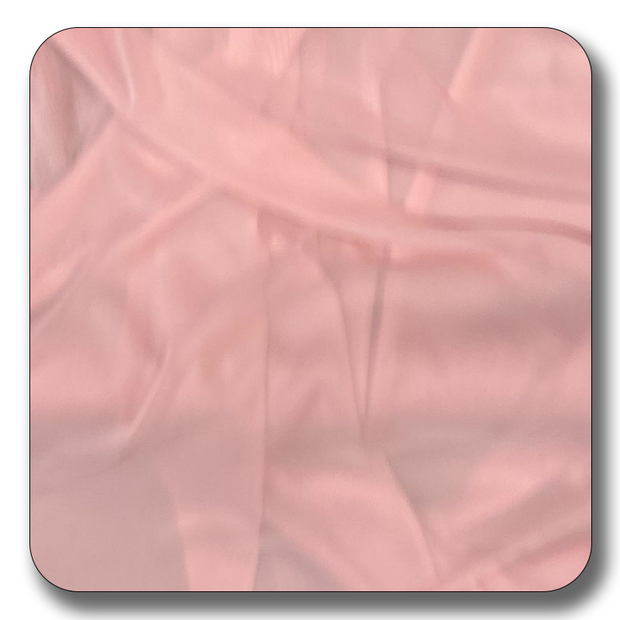 Soft pink polyester chiffon fabric, lightweight and versatile for various projects, sold by the yard.