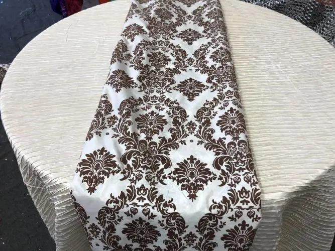 Damask Flocking Taffeta Table Runners 4 pieces set