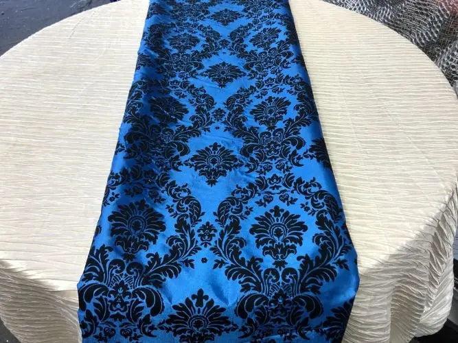 Damask Flocking Taffeta Table Runners 4 pieces set