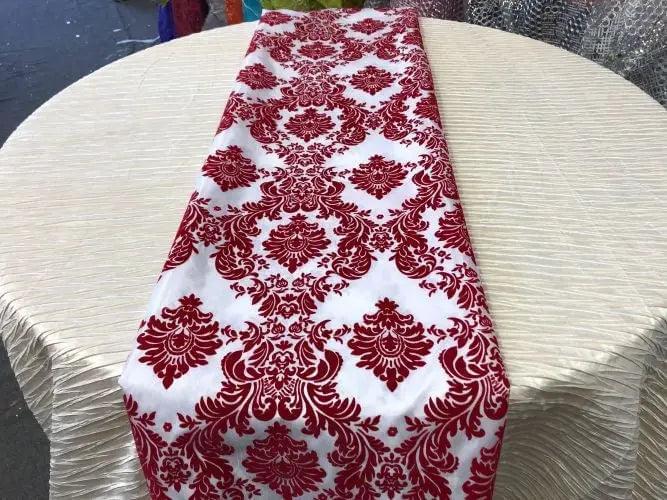 Damask Flocking Taffeta Table Runners 4 pieces set