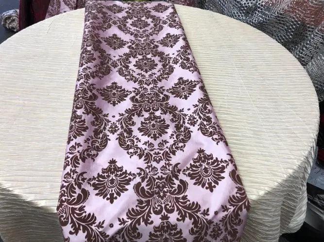Damask Flocking Taffeta Table Runners 4 pieces set