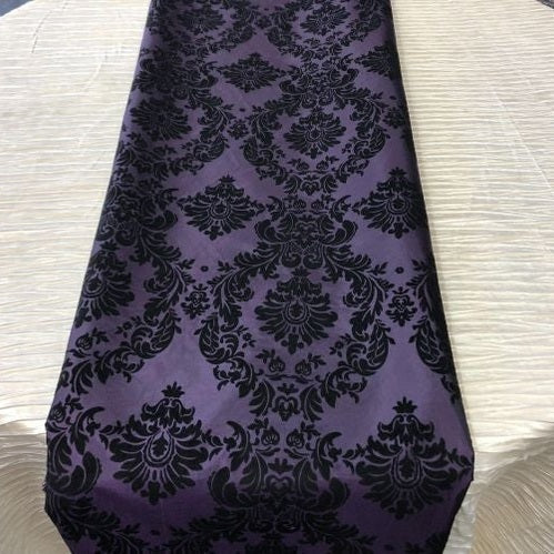 Damask Flocking Taffeta Table Runners - 14" X 108" Inches Tablecloth 4 pieces - New Star Fabrics