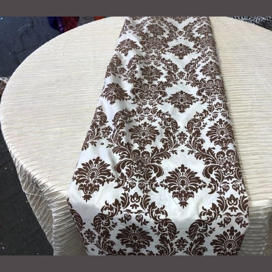 Damask Flocking Taffeta Table Runners - 14" X 108" Inches Tablecloth 4 pieces - New Star Fabrics
