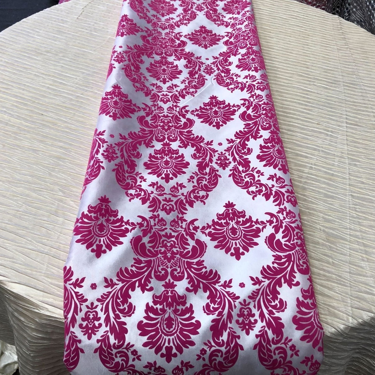 Damask Flocking Taffeta Table Runners - 14" X 108" Inches Tablecloth 4 pieces - New Star Fabrics