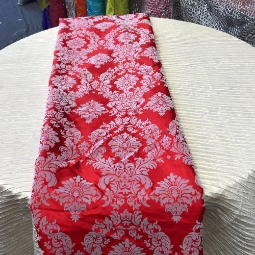 Damask Flocking Taffeta Table Runners - 14" X 108" Inches Tablecloth 4 pieces - New Star Fabrics