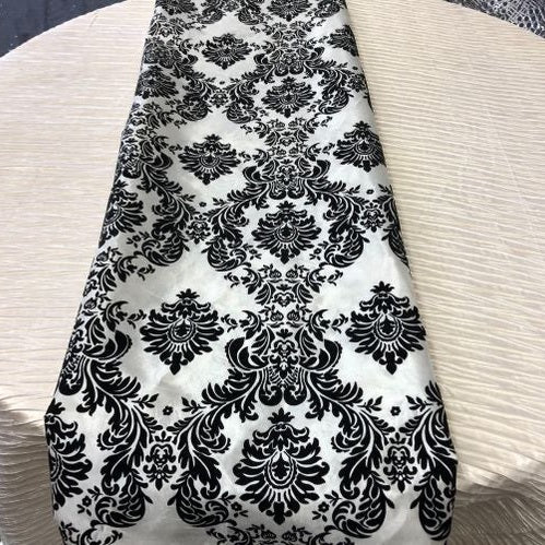 Damask Flocking Taffeta Table Runners - 14" X 108" Inches Tablecloth 4 pieces - New Star Fabrics