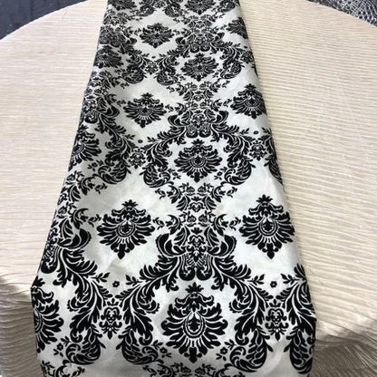 Damask Flocking Taffeta Table Runners - 14" X 108" Inches Tablecloth 4 pieces - New Star Fabrics