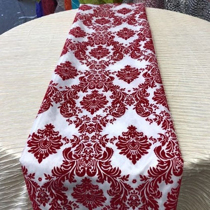 Damask Flocking Taffeta Table Runners - 14" X 108" Inches Tablecloth 4 pieces - New Star Fabrics