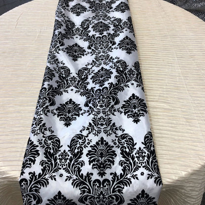 Damask Flocking Taffeta Table Runners - 14" X 108" Inches Tablecloth 4 pieces - New Star Fabrics