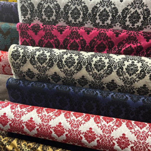 Damask Flocking Taffeta fabric by the yard - New Star Fabrics