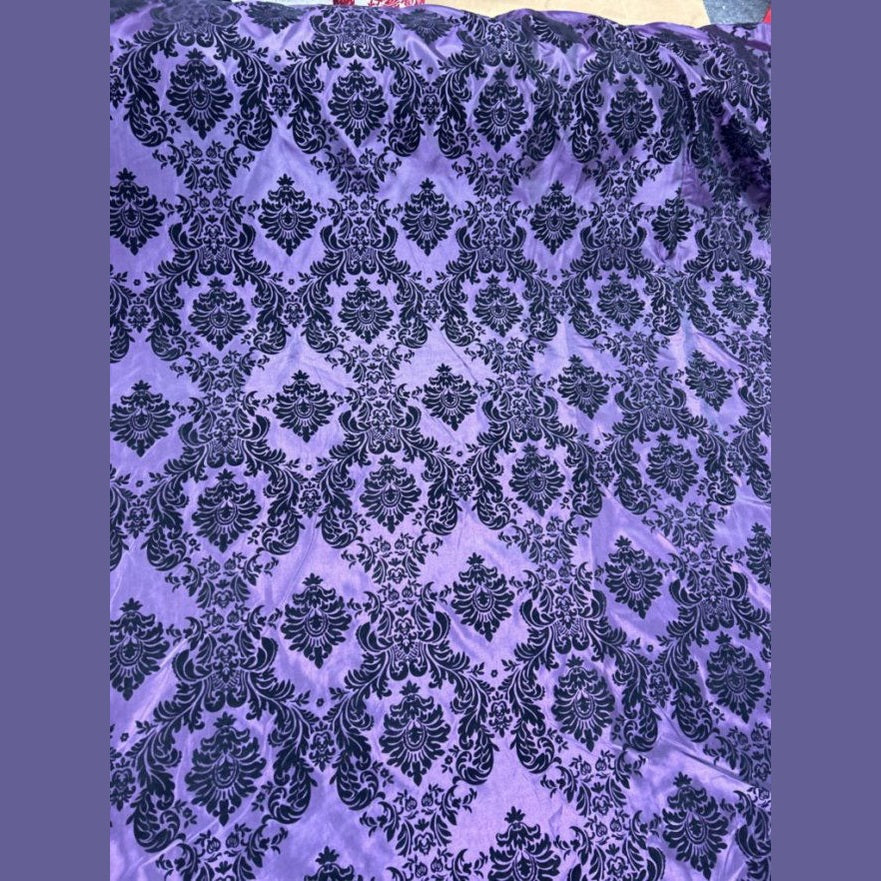 Damask Flocking Taffeta fabric by the yard - New Star Fabrics