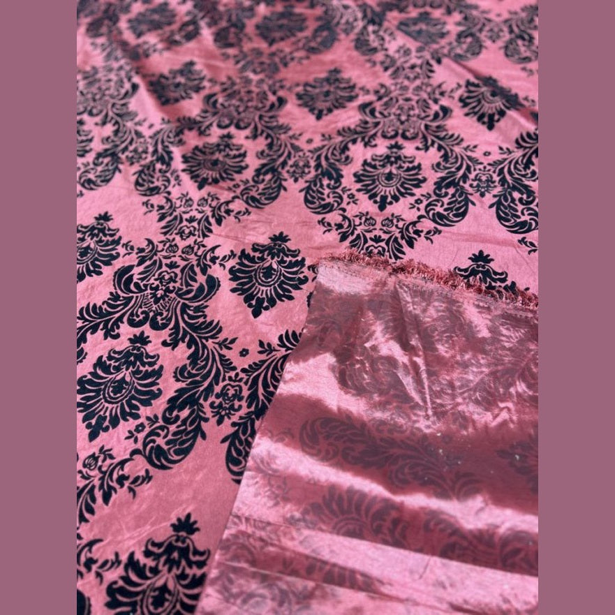 Damask Flocking Taffeta fabric by the yard - New Star Fabrics