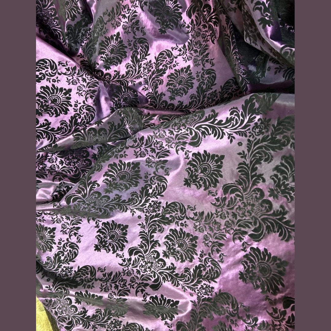 Damask Flocking Taffeta fabric by the yard - New Star Fabrics