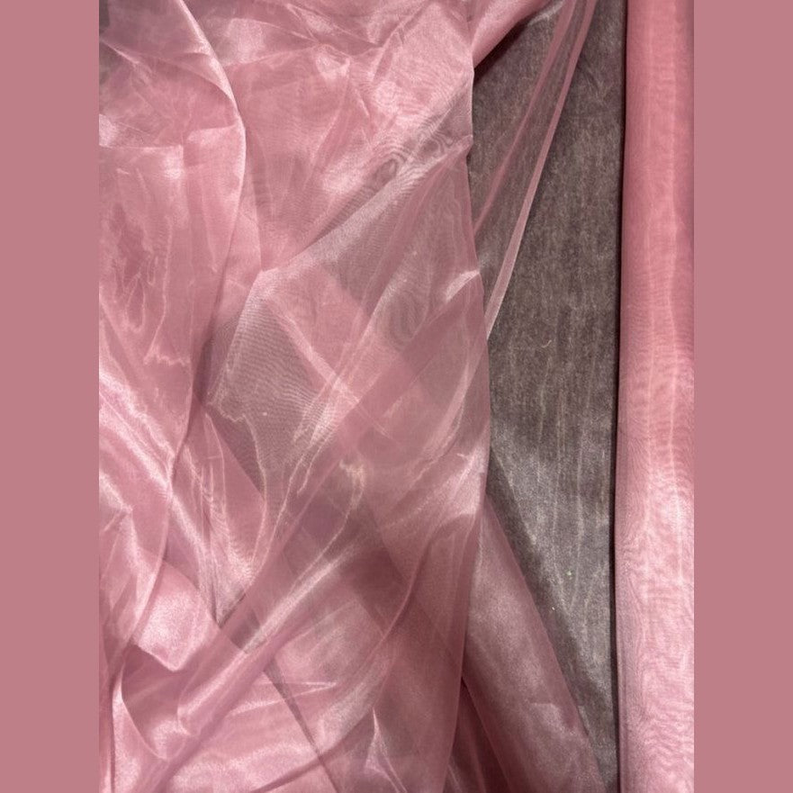 Dusty Rose Crystal Organza Fabric by the yard - New Star Fabrics