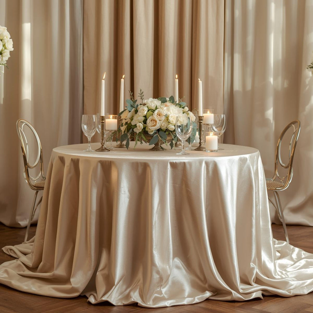 Polyester 50 Yard Continuous Pieces – 60” Wide Ivory Satin Roll | Wedding Draping, Linens, Gowns & Event Décor | Free Shipping –