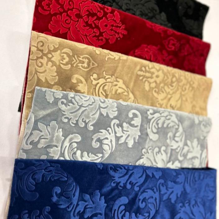 Embedded Damask Velvet Fabric by the yard - New Star Fabrics