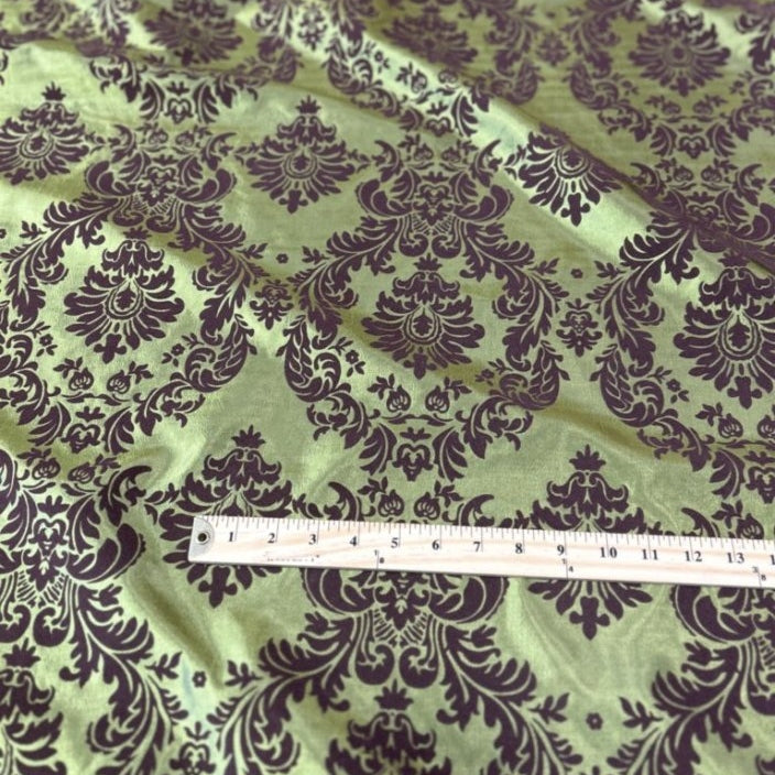 Flocked Damask Taffeta Fabric