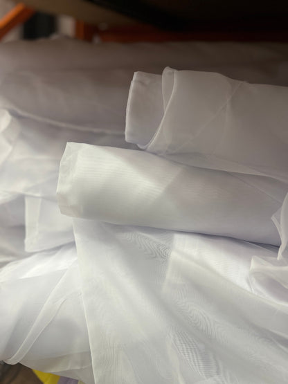 Voile Fabric White Polyester – 120” Wide, 10 Yard Continuous Pieces | Wedding & Event Draping | Free Shipping