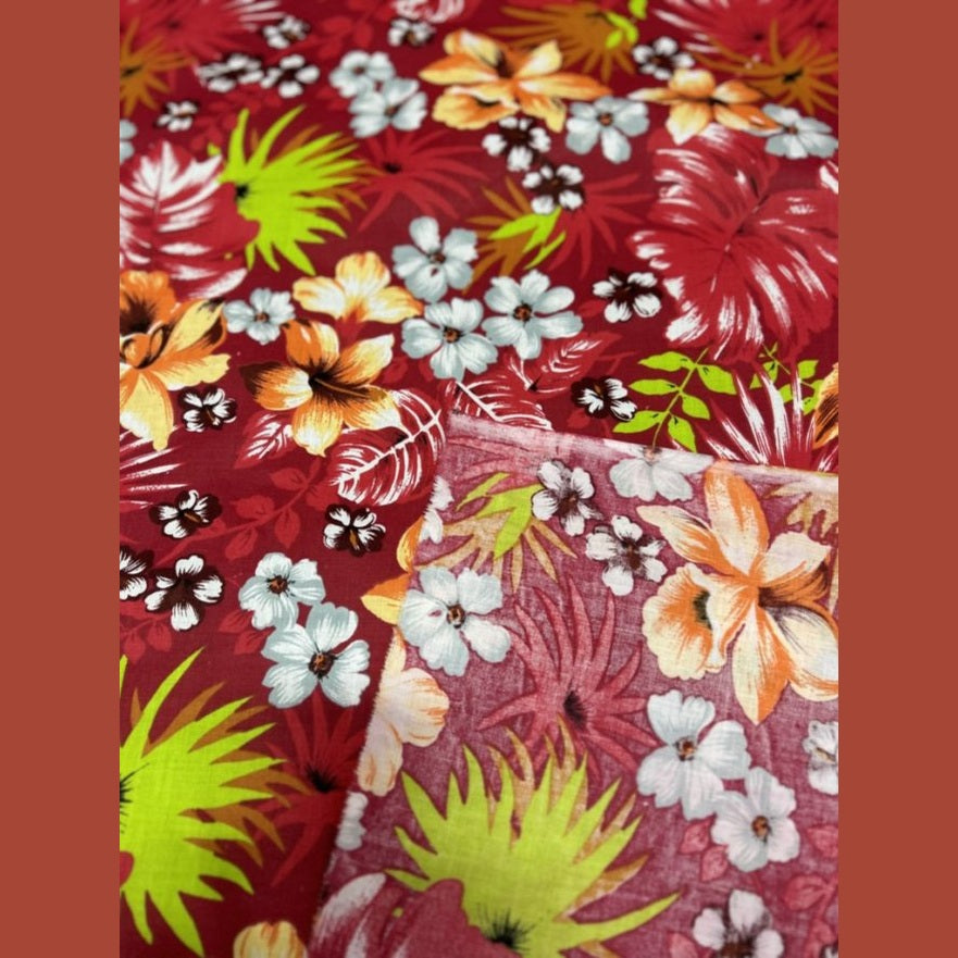 Hawaiian Print Poly Cotton Fabric  by the yard - New Star Fabrics
