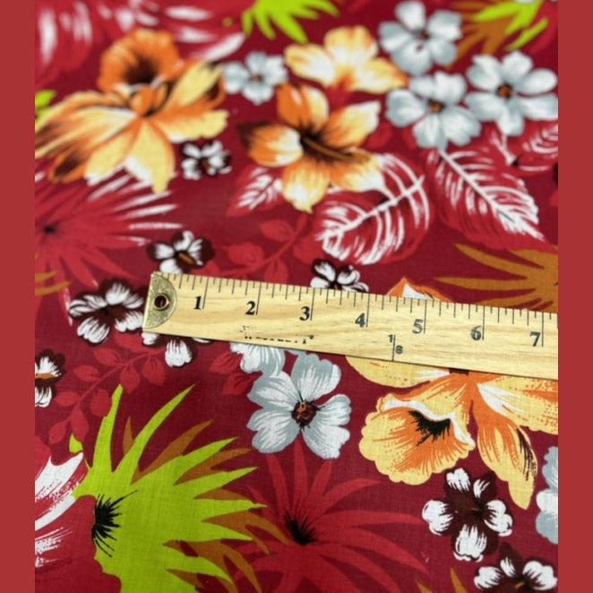 Hawaiian Print Poly Cotton Fabric  by the yard - New Star Fabrics