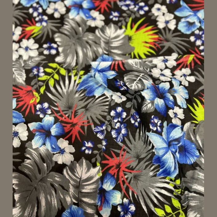 Hawaiian Print Poly Cotton Fabric  by the yard - New Star Fabrics