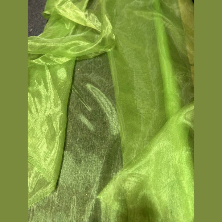 Lime Crystal Organza Fabric by the yard - New Star Fabrics