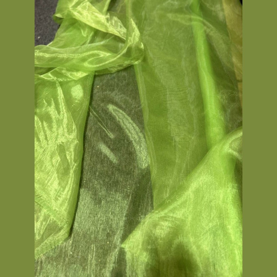 Lime Crystal Organza Fabric by the yard - New Star Fabrics