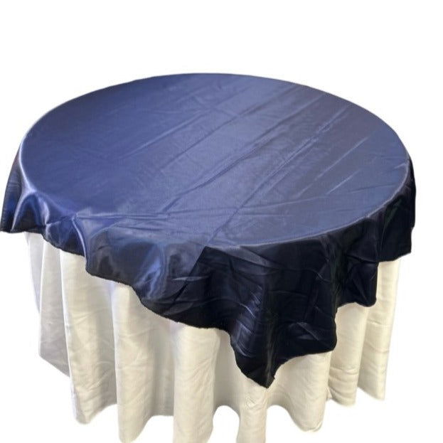 Navy Blue Table Overlay Satin 58 X 58 Inches - New Star Fabrics