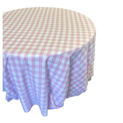 Pink Checkered Plaid Round Tablecloth 120 inches - New Star Fabrics