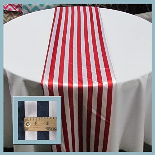 Red Table Runners - Striped 1-inch Charmeuse  12” X 108" - New Star Fabrics