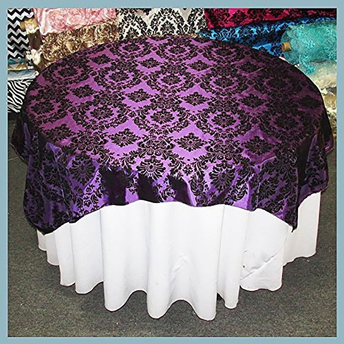 Round Tablecloth  Damask Flocking Taffeta 108'' Round - New Star Fabrics