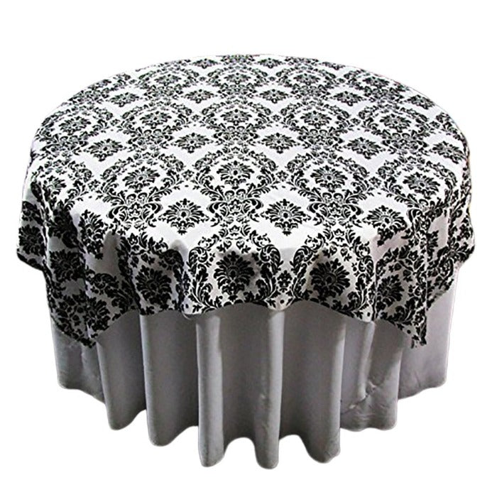 Round Tablecloth  Damask Flocking Taffeta 108'' Round - New Star Fabrics