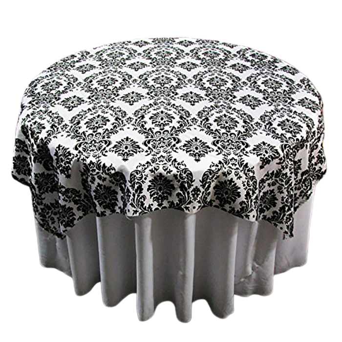 Round Tablecloth  Damask Flocking Taffeta 108'' Round - New Star Fabrics