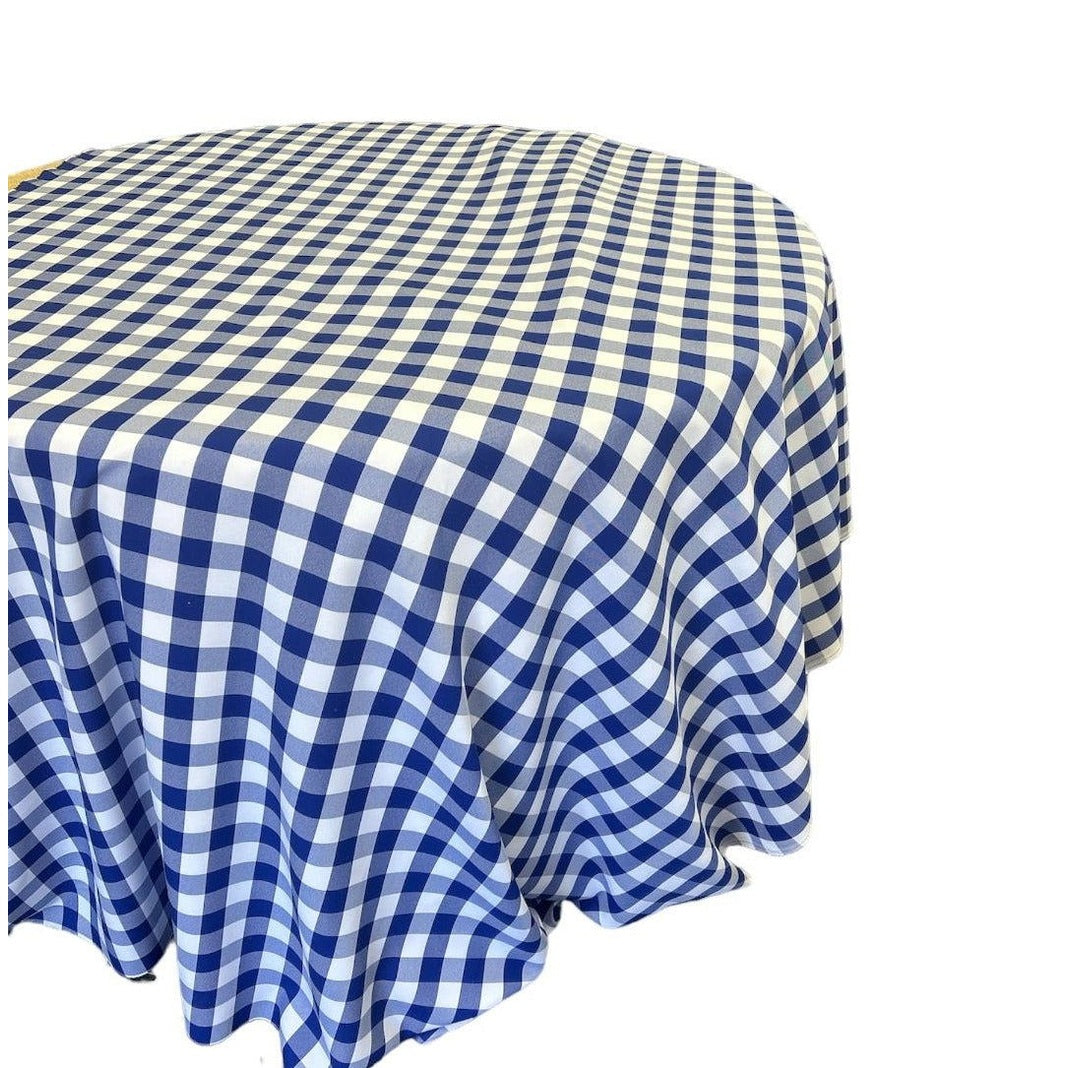 Royal Checkered Plaid Round Tablecloth 120 inches - New Star Fabrics