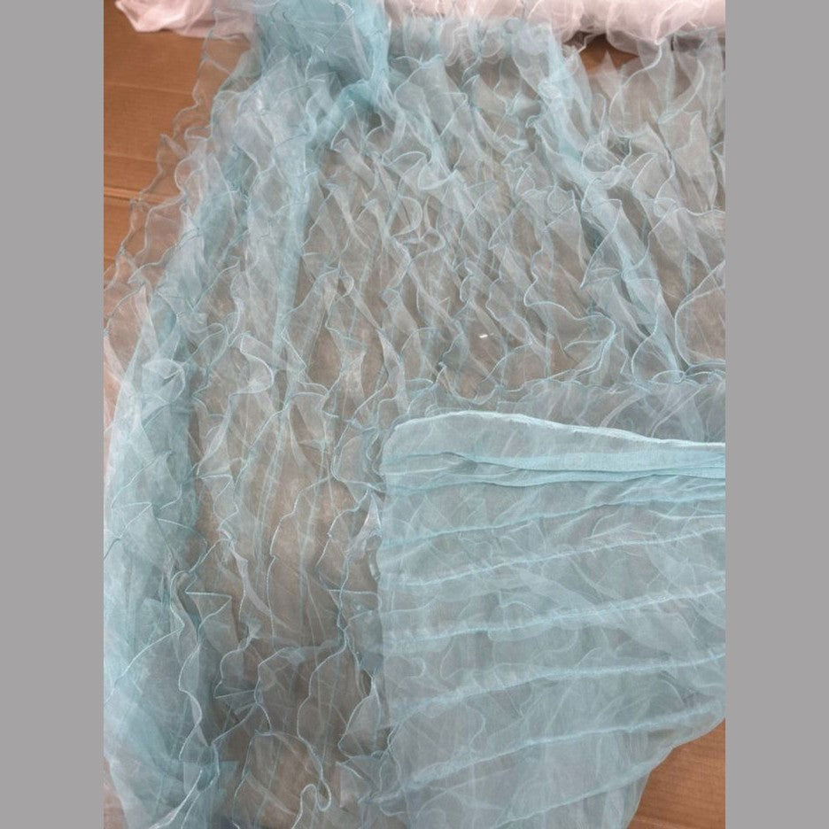 Ruffle Organza Fabric with Mesh  by the yard - New Star Fabrics