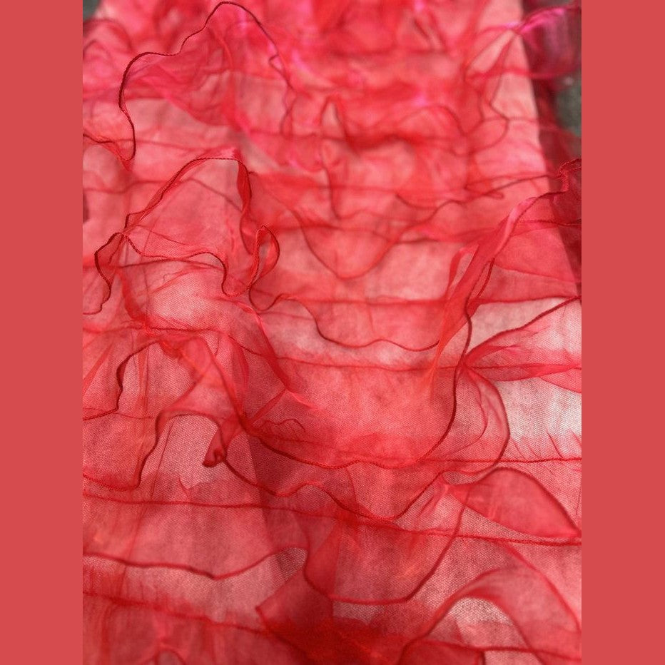 Ruffle Organza Fabric with Mesh  by the yard - New Star Fabrics