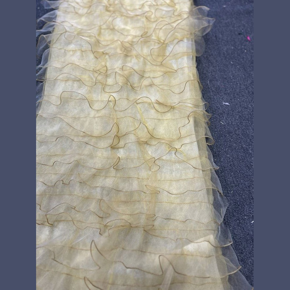 Ruffle Organza Fabric with Mesh  by the yard - New Star Fabrics