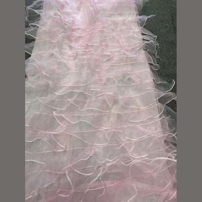 Ruffle Organza Fabric with Mesh  by the yard - New Star Fabrics
