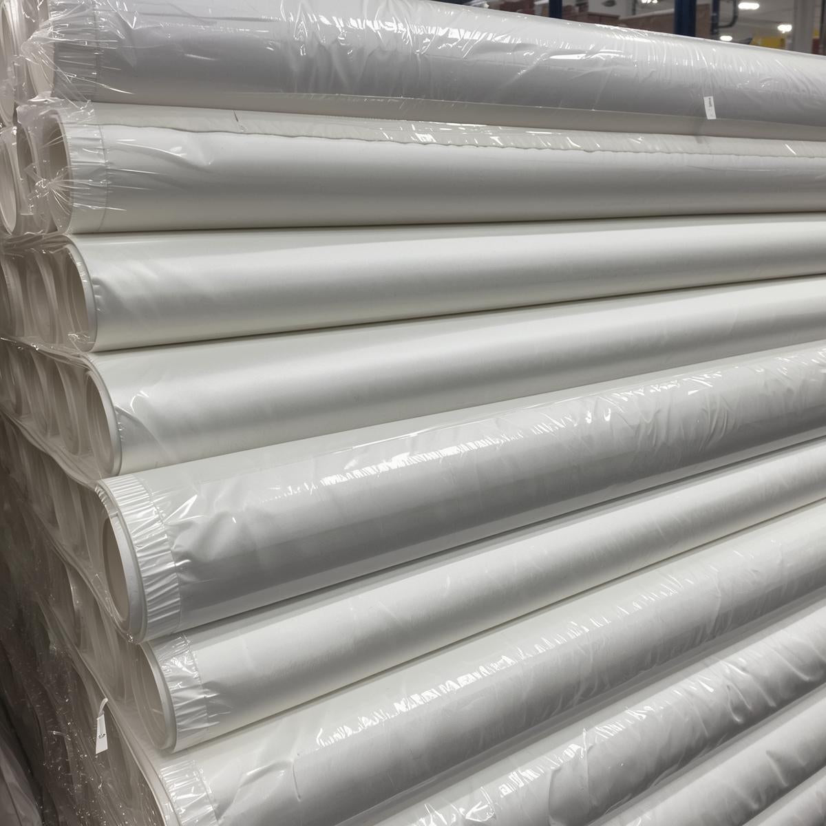 Polyester Wholesale White Satin Roll – 50 Yards Continuous Piece | Glossy, Smooth Draping for Weddings, Events & Décor | Free Shipping