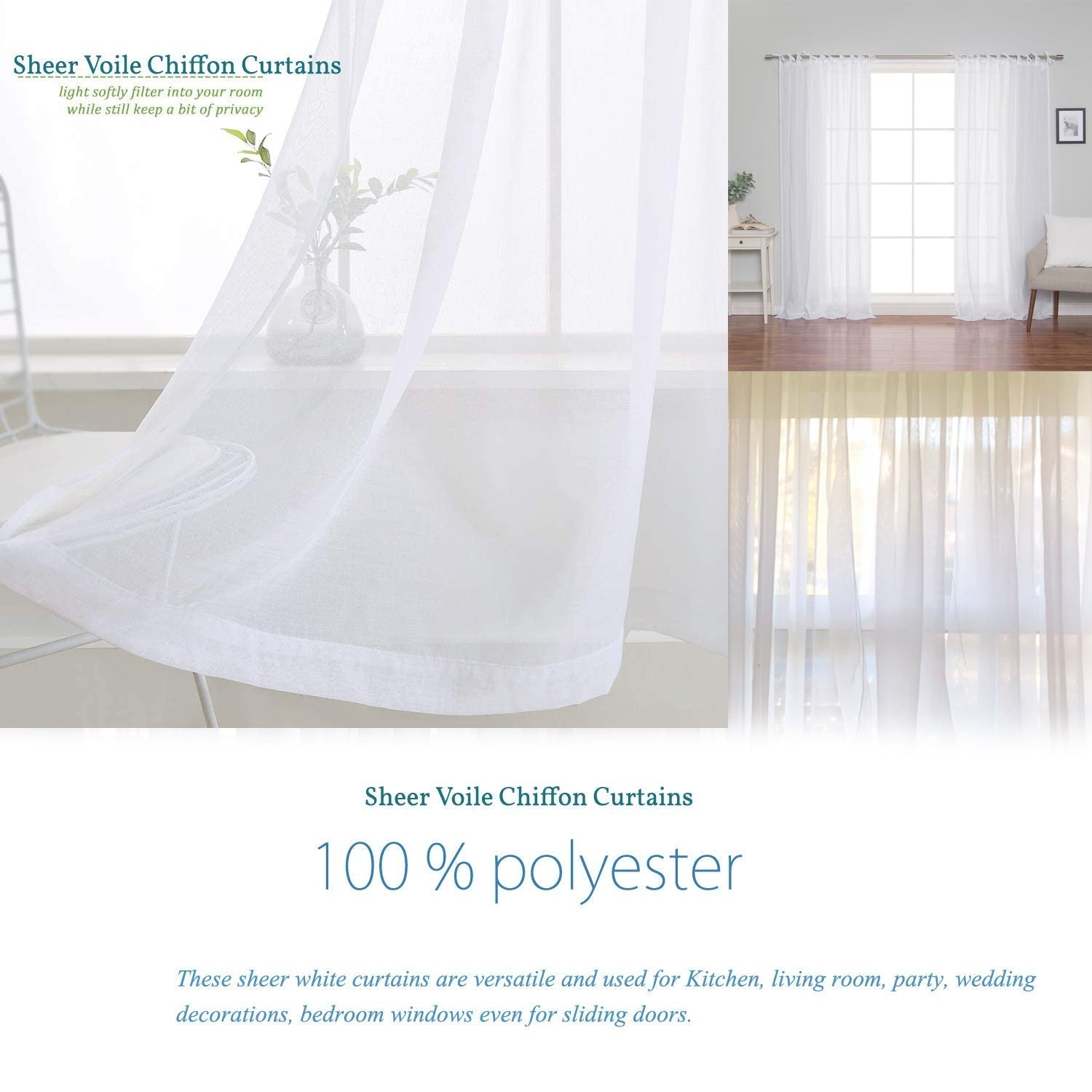 Sheer Voile Chiffon Curtain 115 W x 40 L - New Star Fabrics