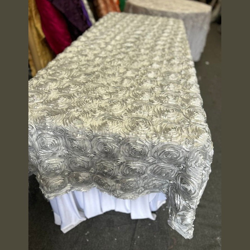 Tablecloth Rosette Satin Rectangle 55 X 108 inches - New Star Fabrics