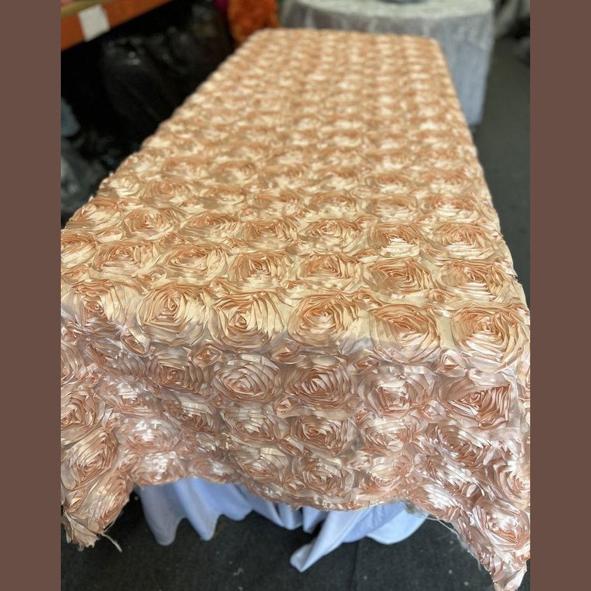 Tablecloth Rosette Satin Rectangle 55 X 108 inches - New Star Fabrics