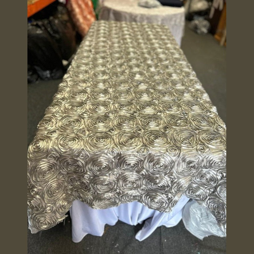 Tablecloth Rosette Satin Rectangle 55 X 108 inches - New Star Fabrics