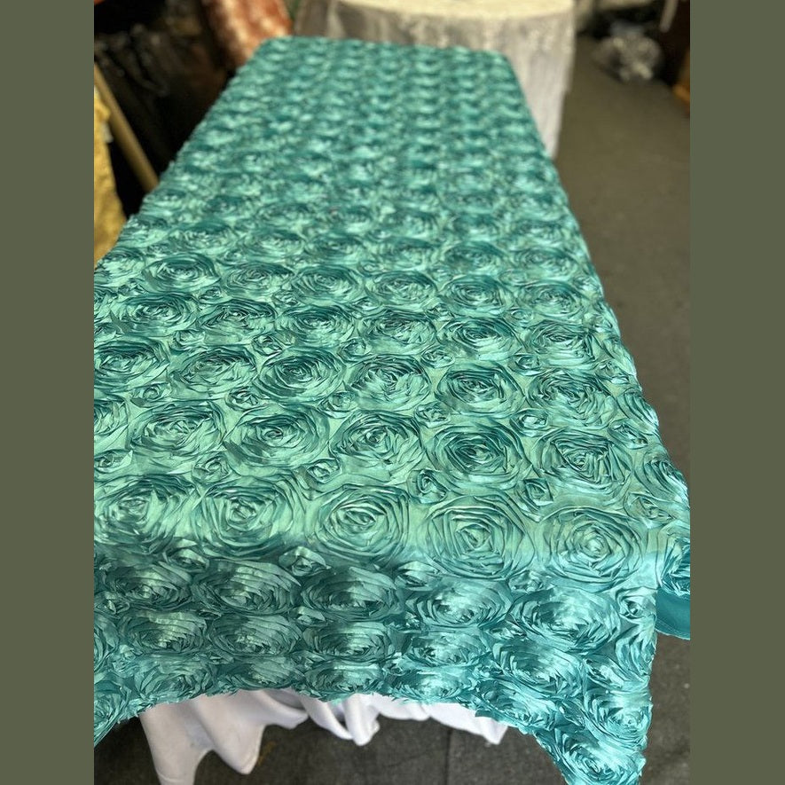 Tablecloth Rosette Satin Rectangle 55 X 108 inches - New Star Fabrics