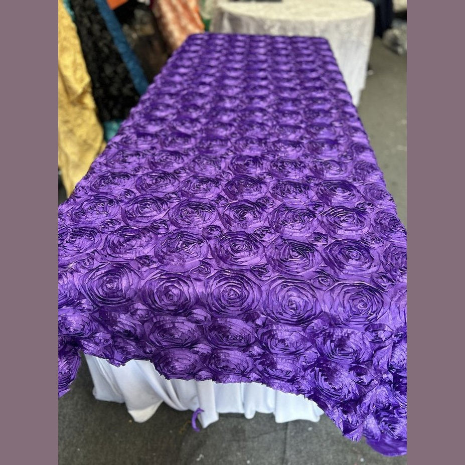 Tablecloth Rosette Satin Rectangle 55 X 108 inches - New Star Fabrics