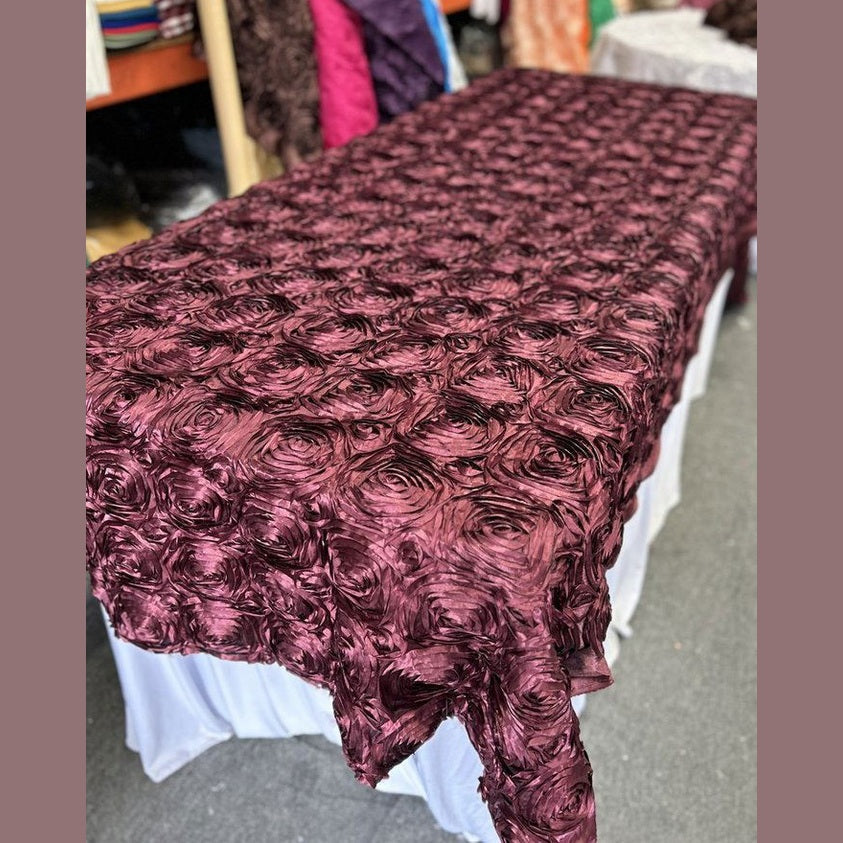Tablecloth Rosette Satin Rectangle 55 X 108 inches - New Star Fabrics